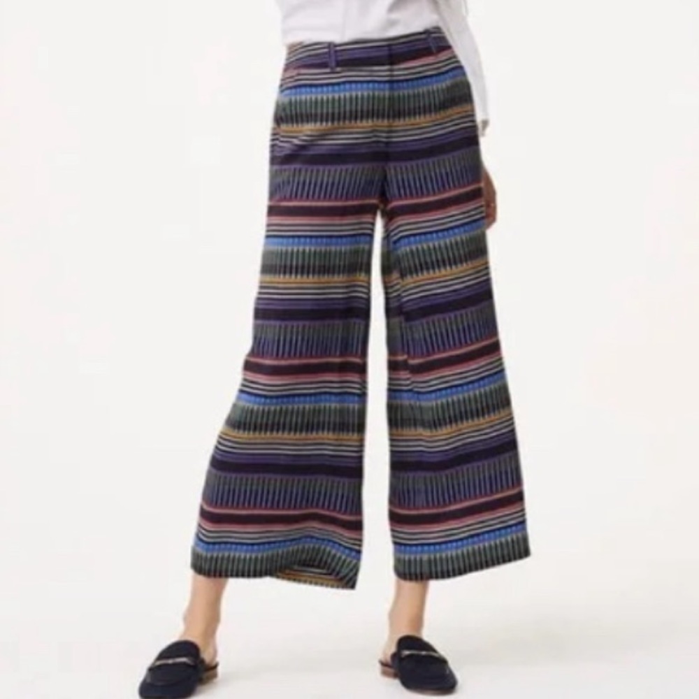 Ann Taylor Loft multicolored wide leg‎ cropped festival flowy pants